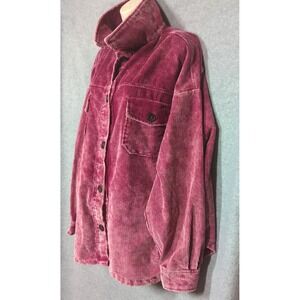 ZENANA Corduroy Shacket Jacket Shirt 2X Rosy Pink Premium Vintage Wash Versatile